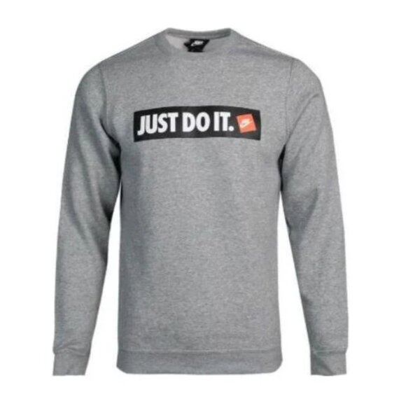 NIKE Just Do It Logo Gray Crew Neck Pullover Sweatshirt Size XXL EUC - Picture 1 of 7